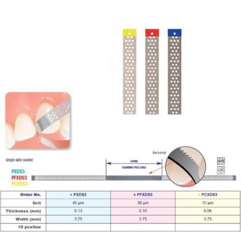 Perforált gyémántozott csik fogazott 10 db: PFXDS3, finom,. 0,10 mm, 30 µm kék