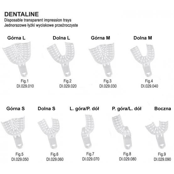 FALCON Dentaline műanyag lenyomatkanál átlátszó alsó L-es (10 db)