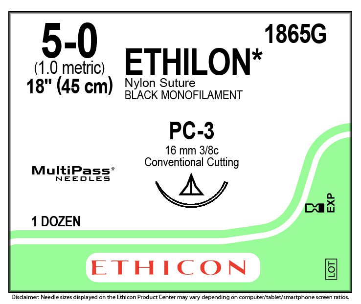 Ethilon blk 5/0 45 cm 3/8 PC-3 16 mm (12db)