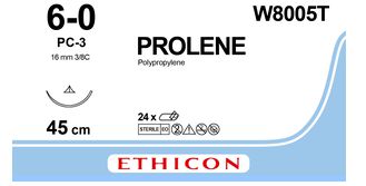 Prolene 6/0 kék, monofil, PC-3 Prime, 45cm (24db)