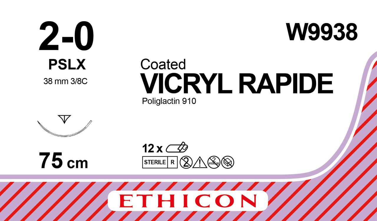 Vicryl Rapide 2/0 75 cm 3/8 RCPR 36 mm (12db)