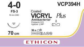 ETHICON vicryl Plus Coated 4/0, FS-3, 3/8C, 16mm, 70cm, - lila (36db)