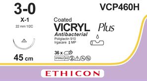 ETHICON Vicryl Plus Coated 3/0, X-1, 1/2C, 22mm, 45cm, - lila (36db)