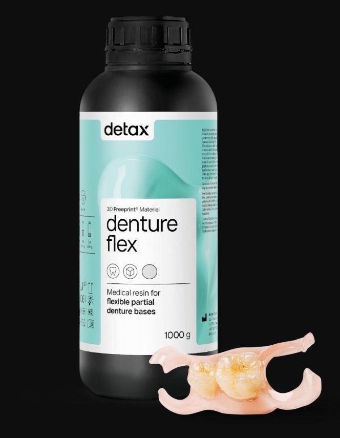 DETAX Freeprint denture flex resin, pink-transparent, 1000g