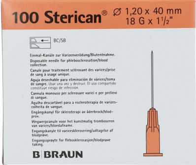 B.Braun Sterican inj.tű, 100db, 1,2x40mm  (18GX1 1/2